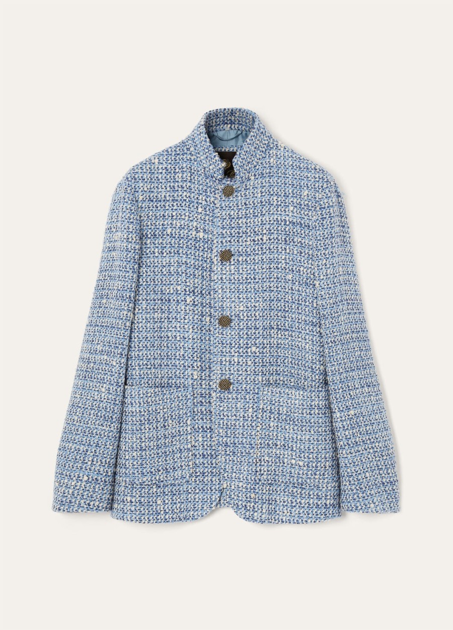 spagna-jas van zijden scheerwol in blauwe stof