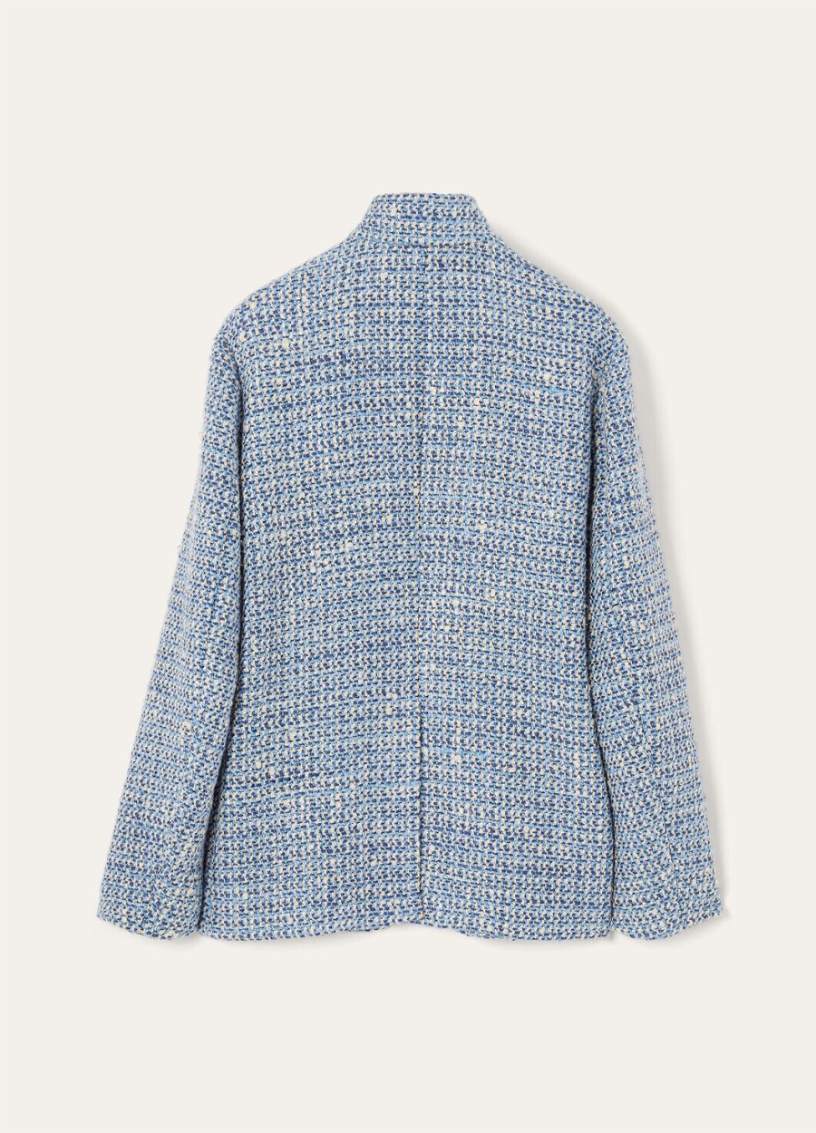 spagna-jas van zijden scheerwol in blauwe stof
