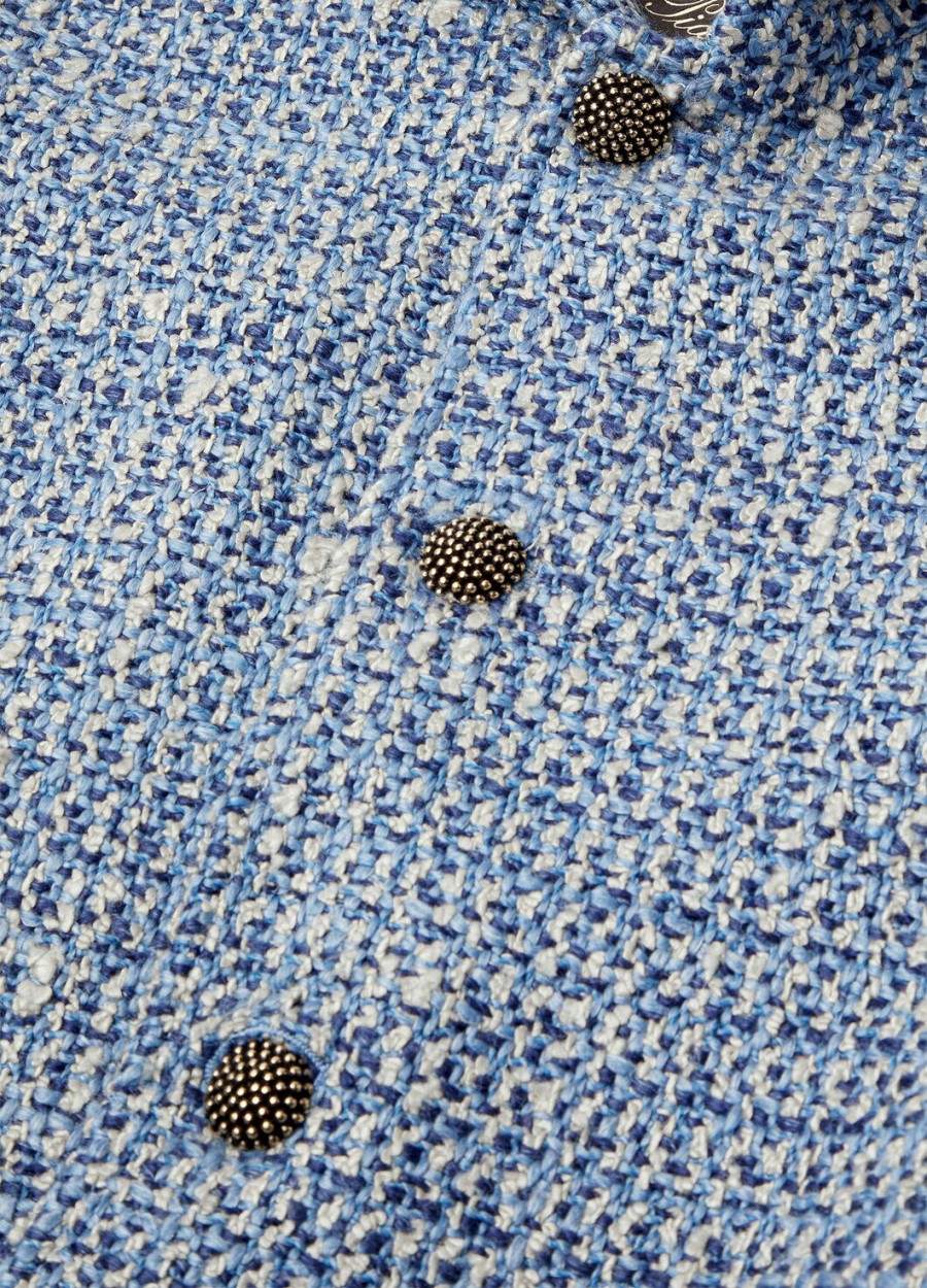 spagna-jas van zijden scheerwol in blauwe stof