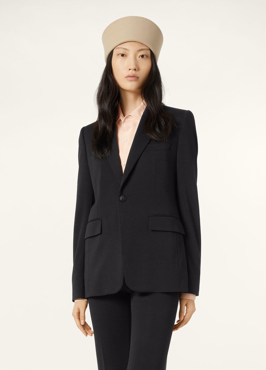 Hellen zwarte blazer van scheerwol