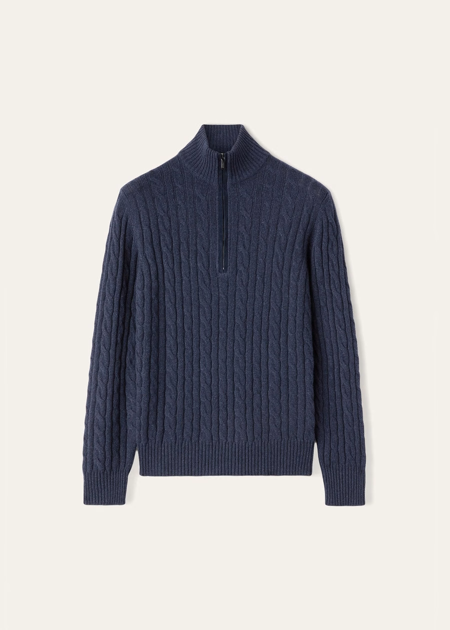 Treccia Baby Cashmere blauwe Corsaro/donker leiblauwe trui