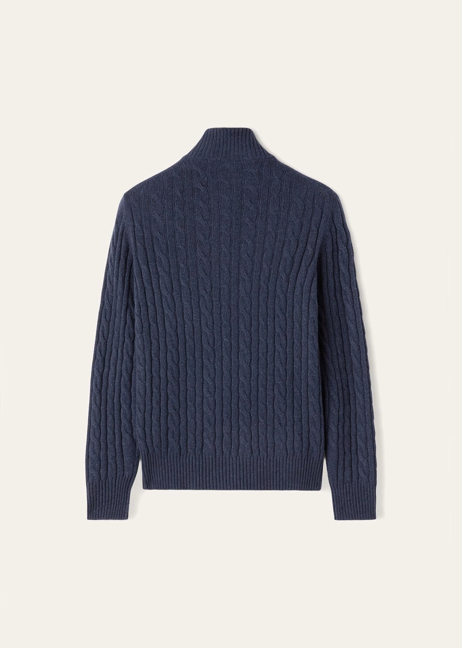 Treccia Baby Cashmere blauwe Corsaro/donker leiblauwe trui
