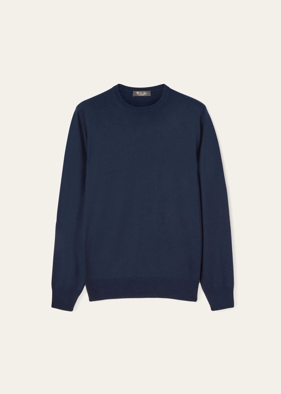 Superlichte trui met ronde hals van babykasjmier in marineblauw
