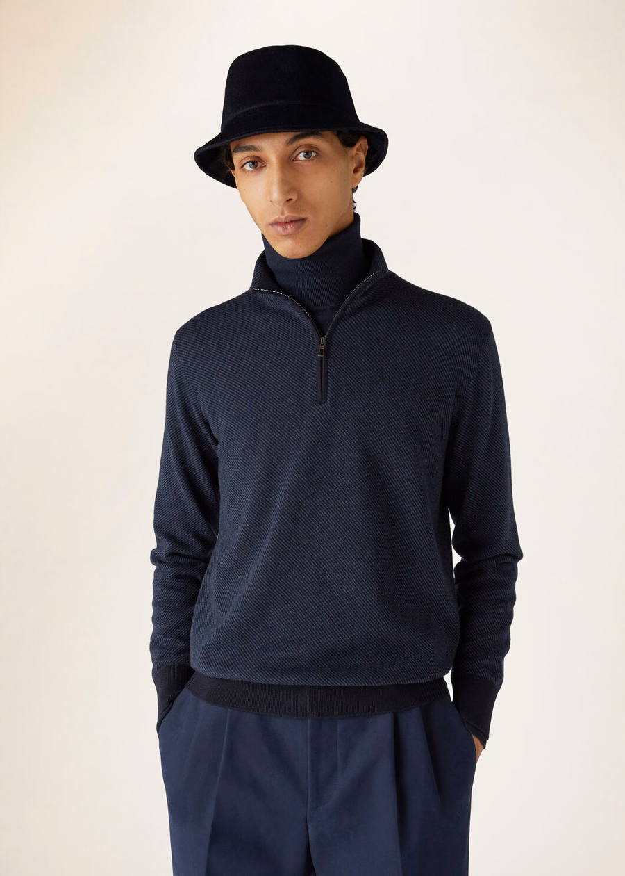 Roadster Mezzocollo Kasjmier Trui Marineblauw/Nachtblauw Reserve