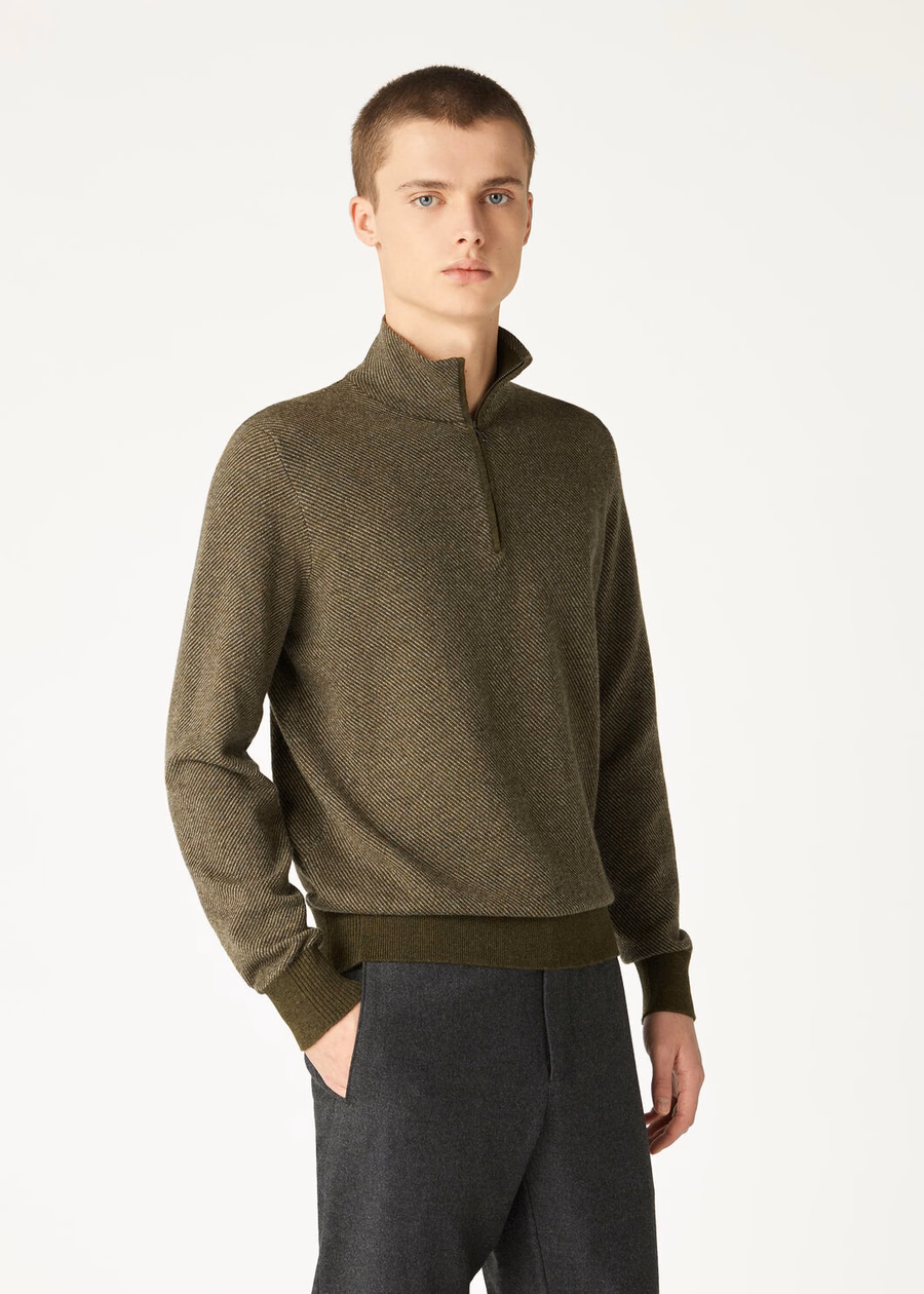 Roadster trui Mezzocollo Cashmere Cypres Melange/Croissant Melange