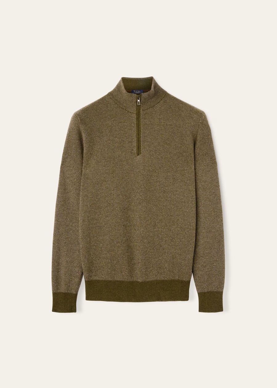 Roadster trui Mezzocollo Cashmere Cypres Melange/Croissant Melange