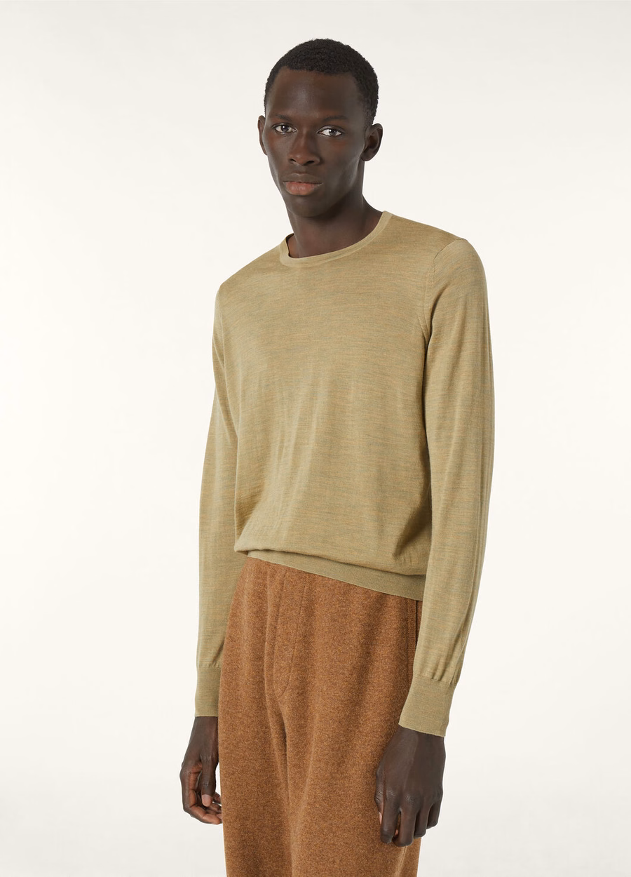 Wish® wollen T-shirt met ronde hals en gedroogde artemisia