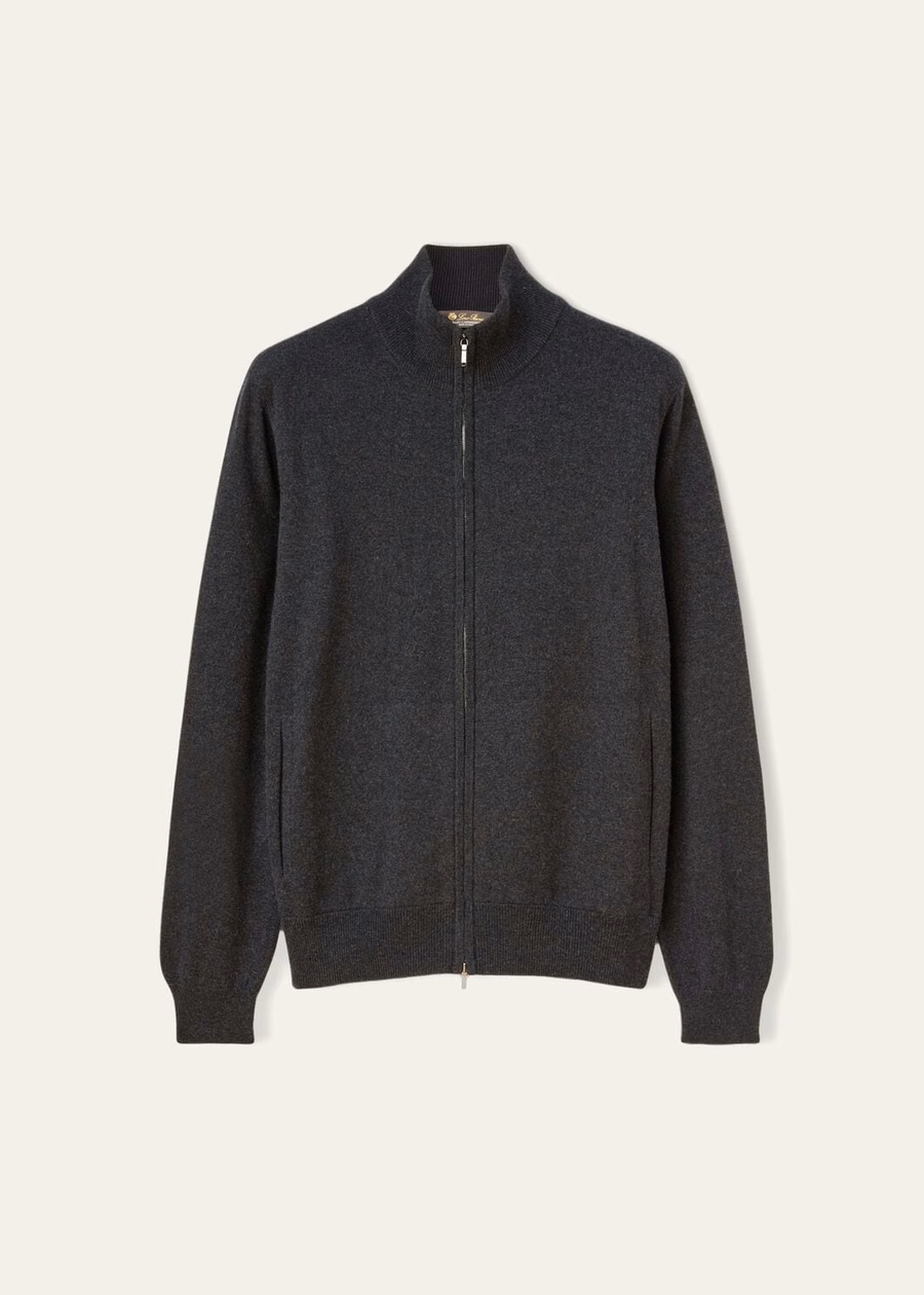 Klassieke bomberjas met rits voor baby's, kasjmier, zwart/grijs gemêleerd