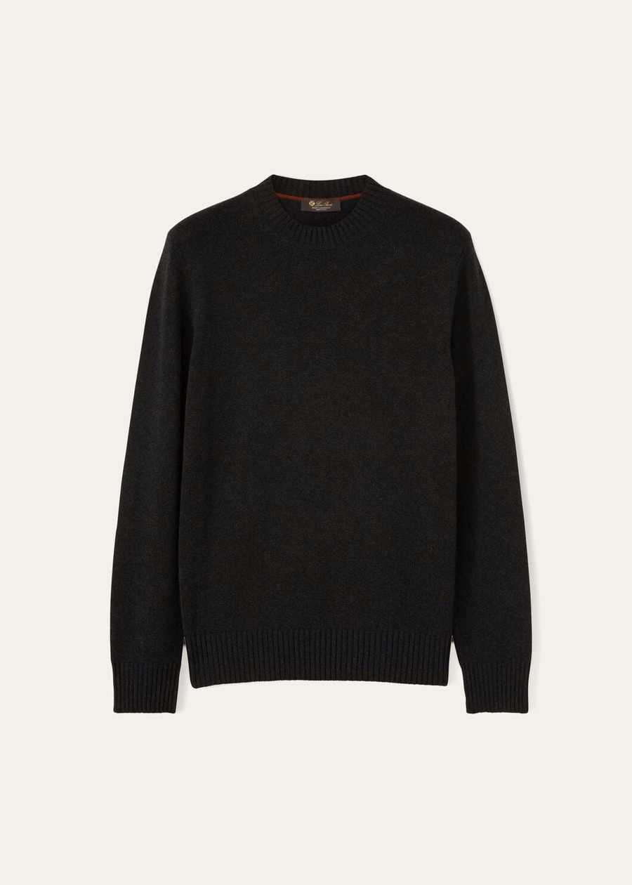 Parksville Crewneck Baby Cashmere Zwart/Grijs Melange