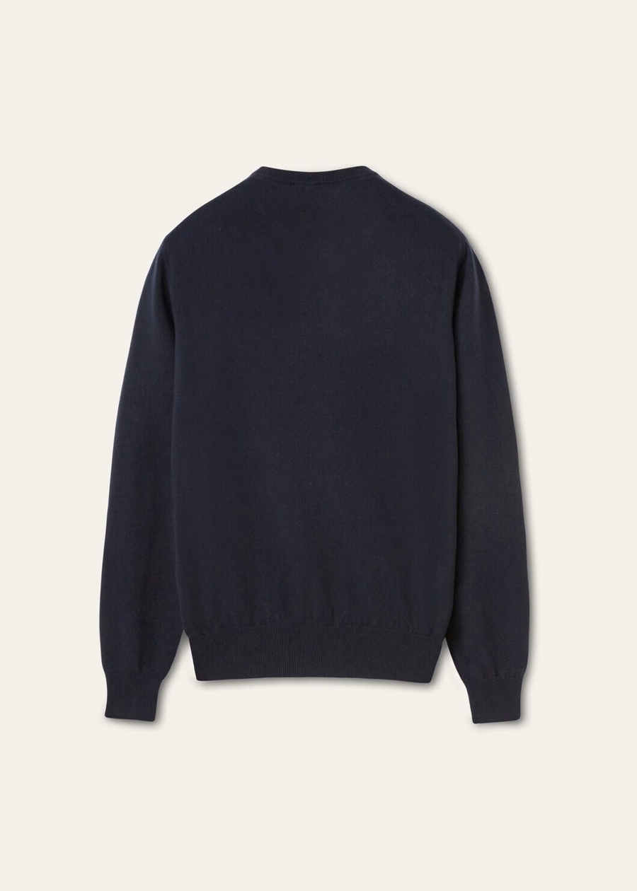 Klassieke ronde halslijn van babykasjmier in marineblauw