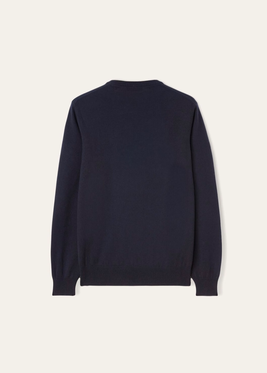 Klassieke V-hals babykasjmier in marineblauw