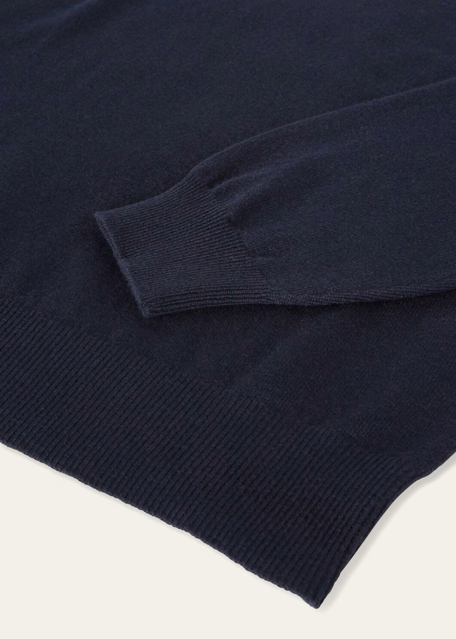 Klassieke V-hals babykasjmier in marineblauw