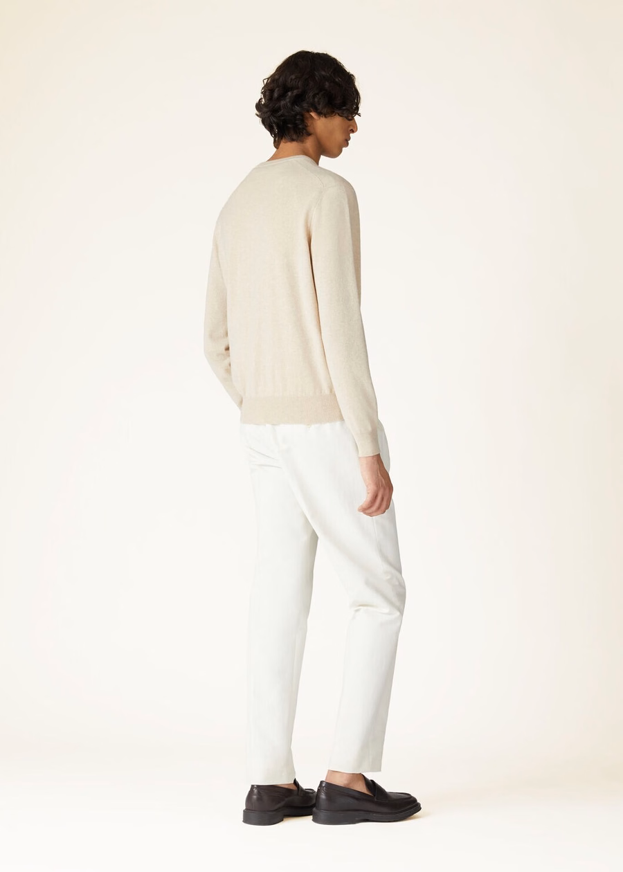 Klassieke V-hals Baby Cashmere Melange Natural