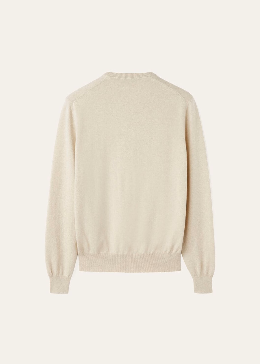 Klassieke V-hals Baby Cashmere Melange Natural