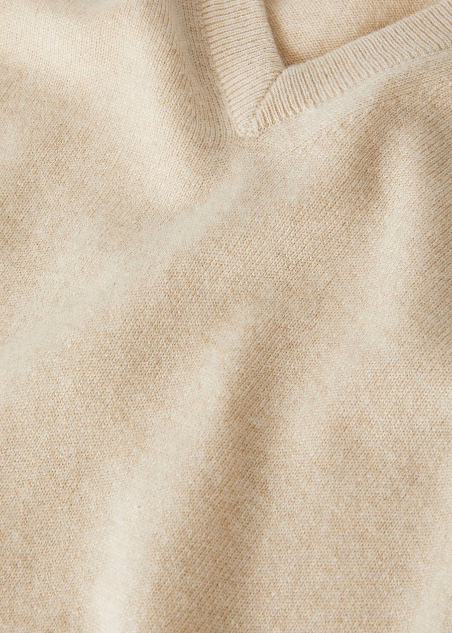 Klassieke V-hals Baby Cashmere Melange Natural