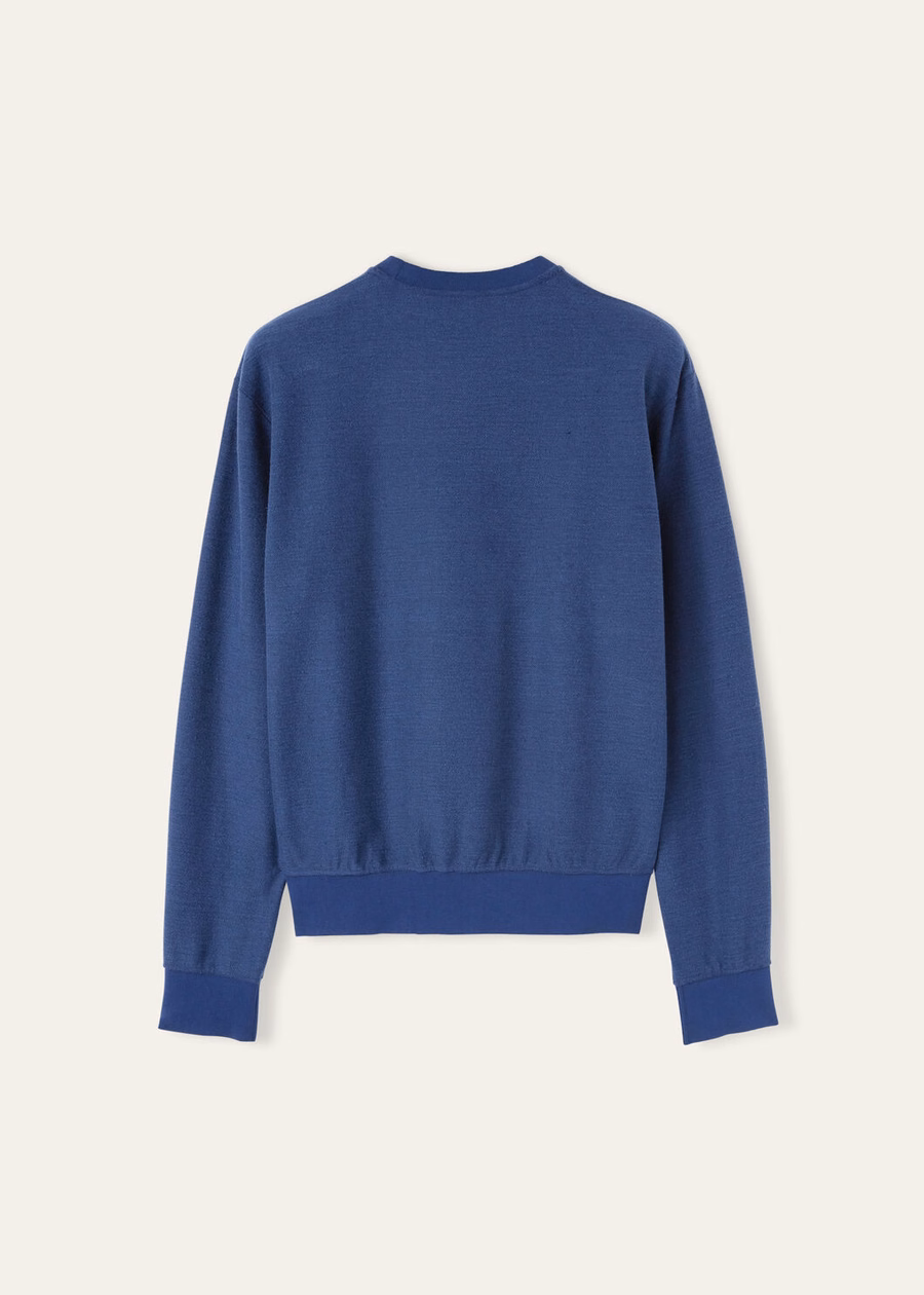 Hotaka katoen met ronde hals in zijde Kurume blauw