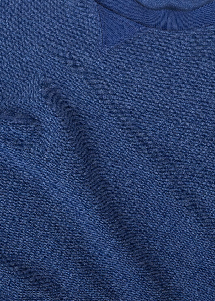 Hotaka katoen met ronde hals in zijde Kurume blauw