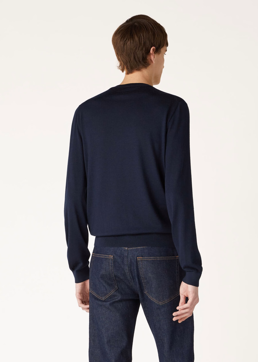 Sottile Crewneck Zijde Kasjmier Scheerwol Marineblauw