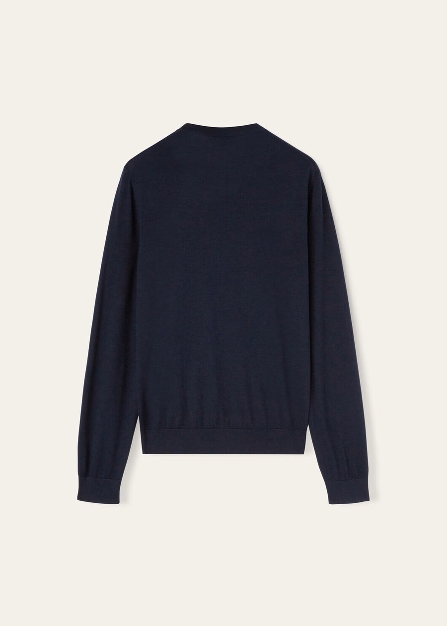 Sottile Crewneck Zijde Kasjmier Scheerwol Marineblauw