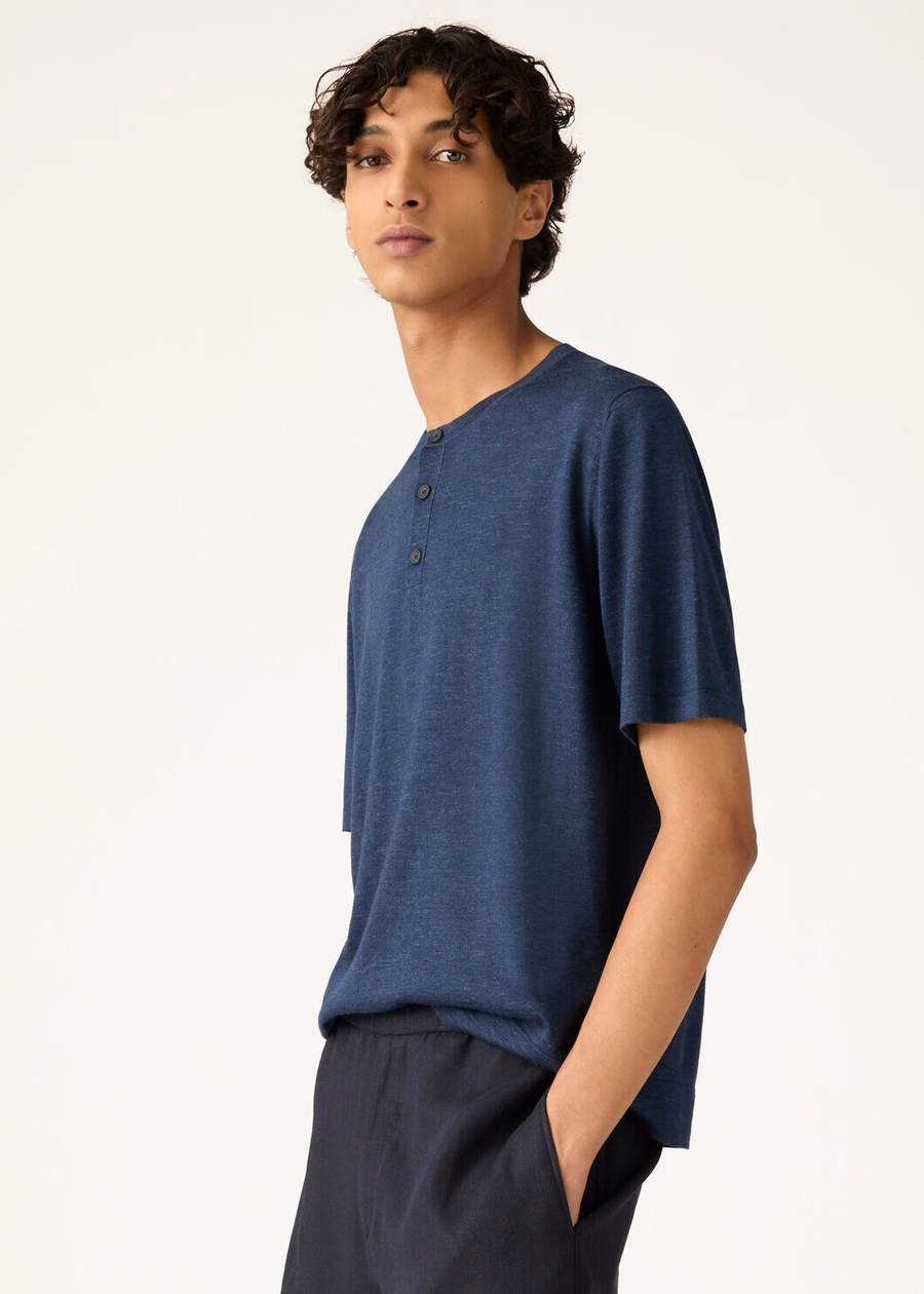 Donker leigrijs kasjmier zijden poloshirt