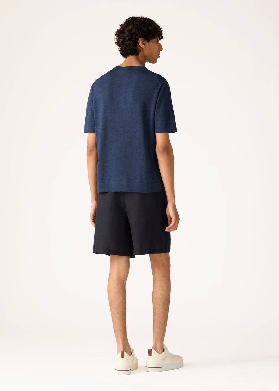 Donker leigrijs kasjmier zijden poloshirt