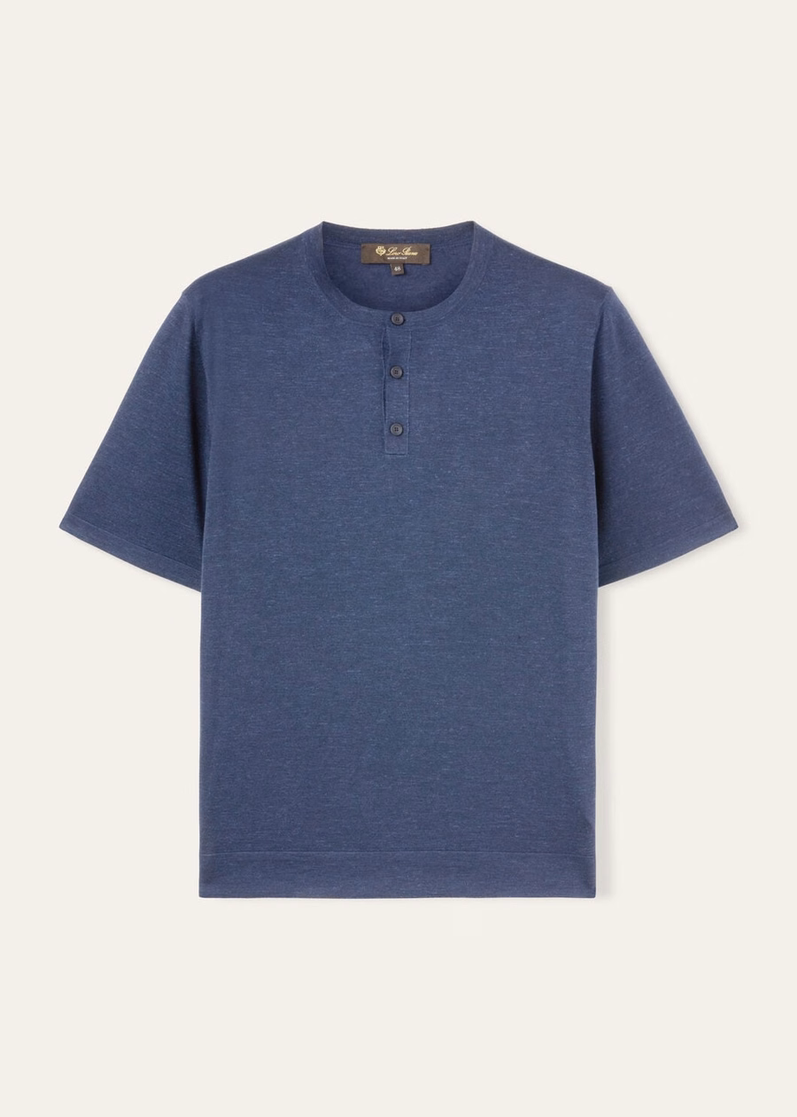 Donker leigrijs kasjmier zijden poloshirt