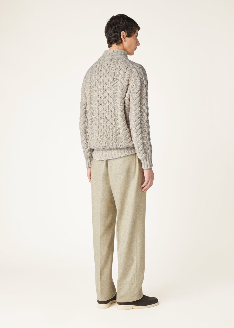 Valduggia Cashmere Garden Sand trui met halve hals