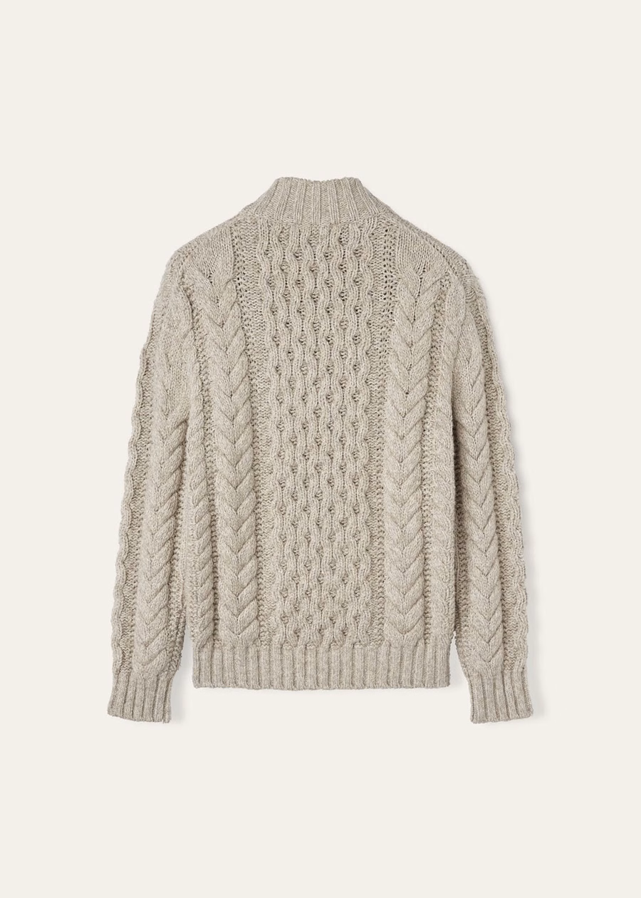 Valduggia Cashmere Garden Sand trui met halve hals