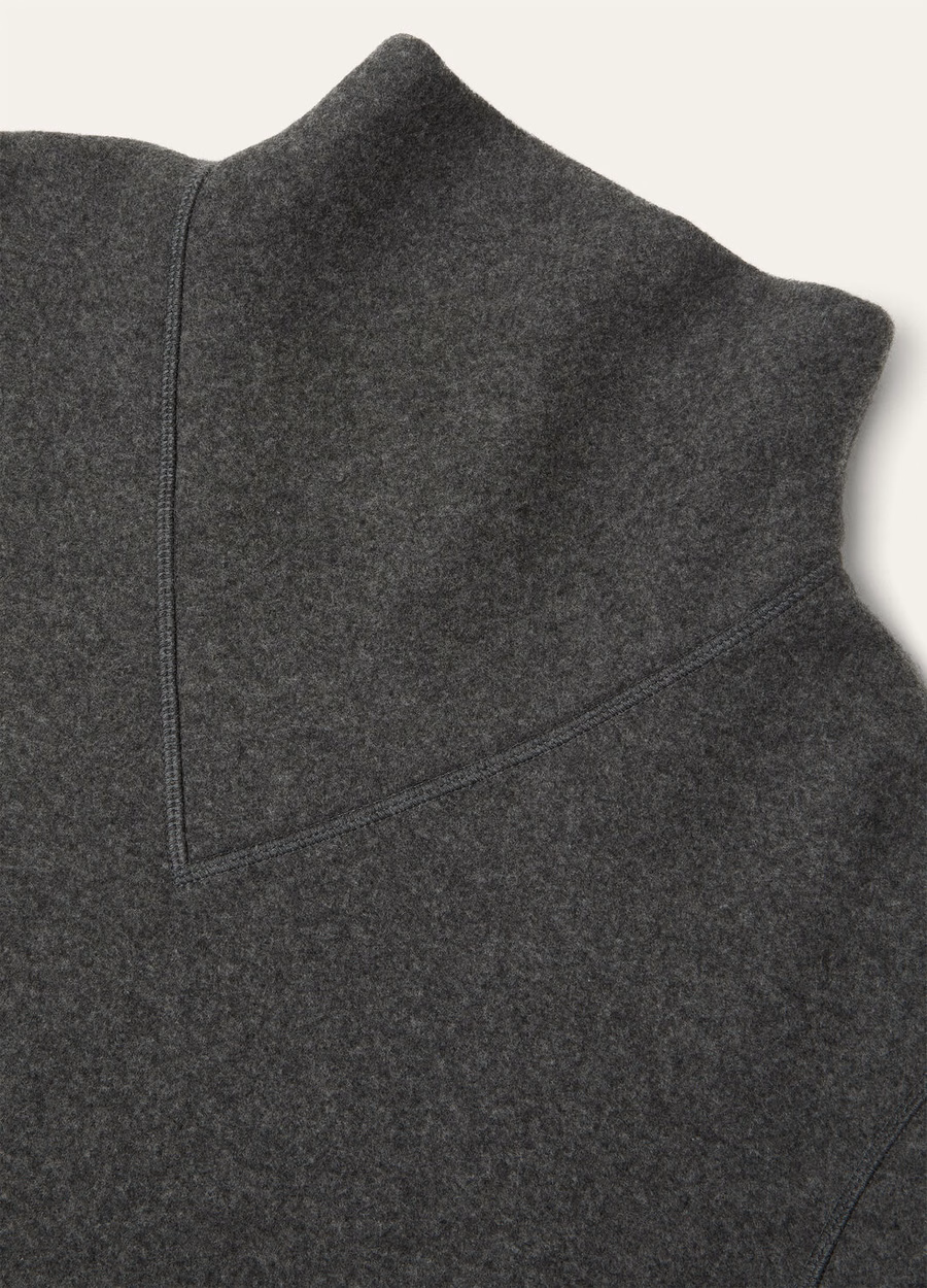 Venenza-sweatshirt met colkraag, gemaakt van zuivere kasjmierwol in de kleur Embers Grey.