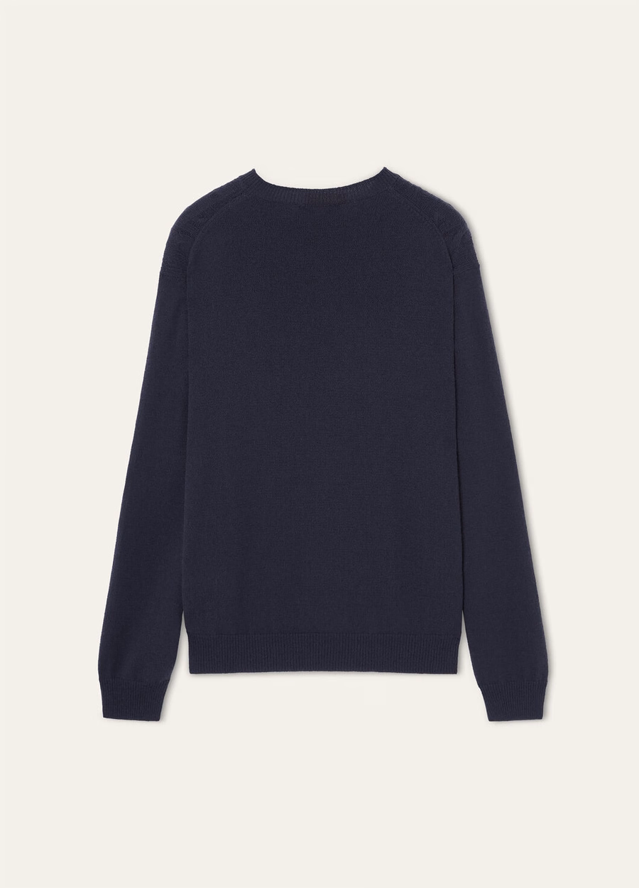 Lenno Kasjmier Trui met Ronde Hals in Marineblauw