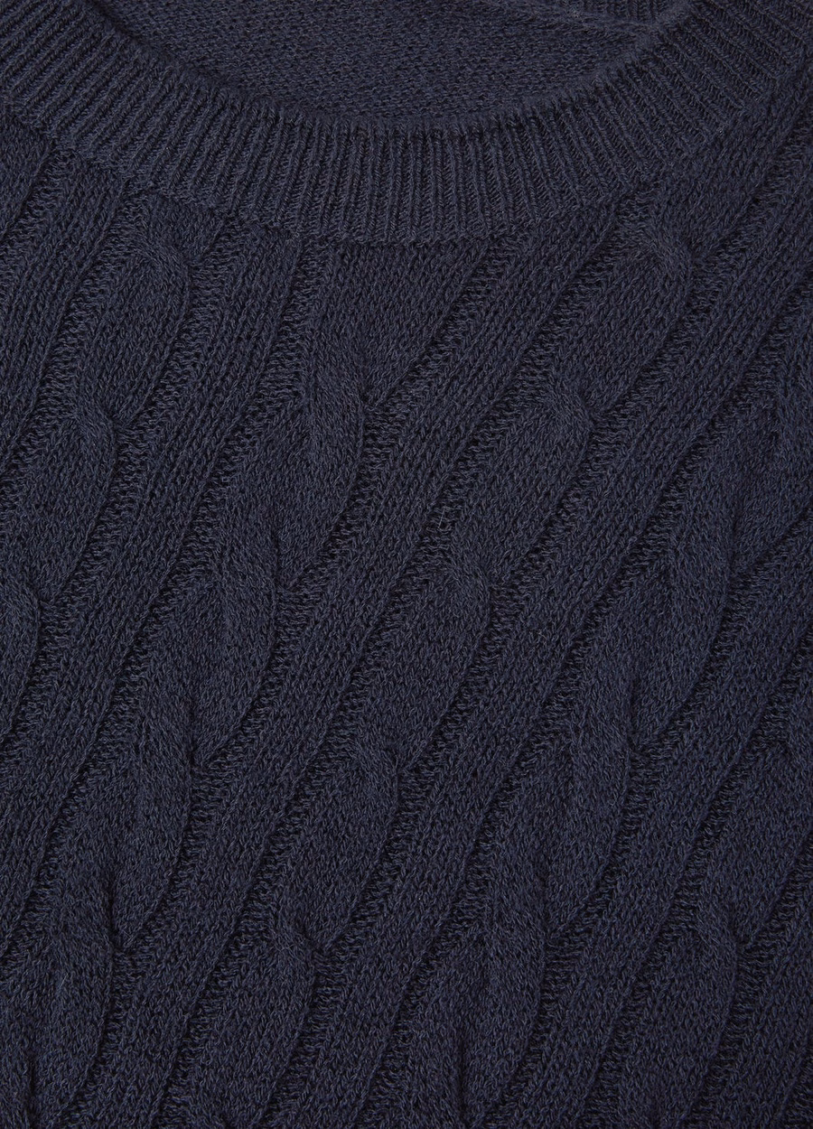 Lenno Kasjmier Trui met Ronde Hals in Marineblauw
