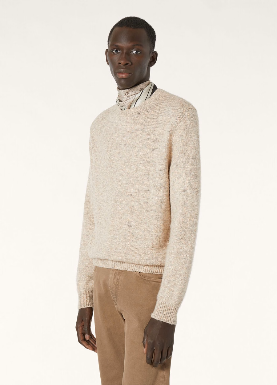 Verbania Crewneck in zijde-kasjmier hooiveld