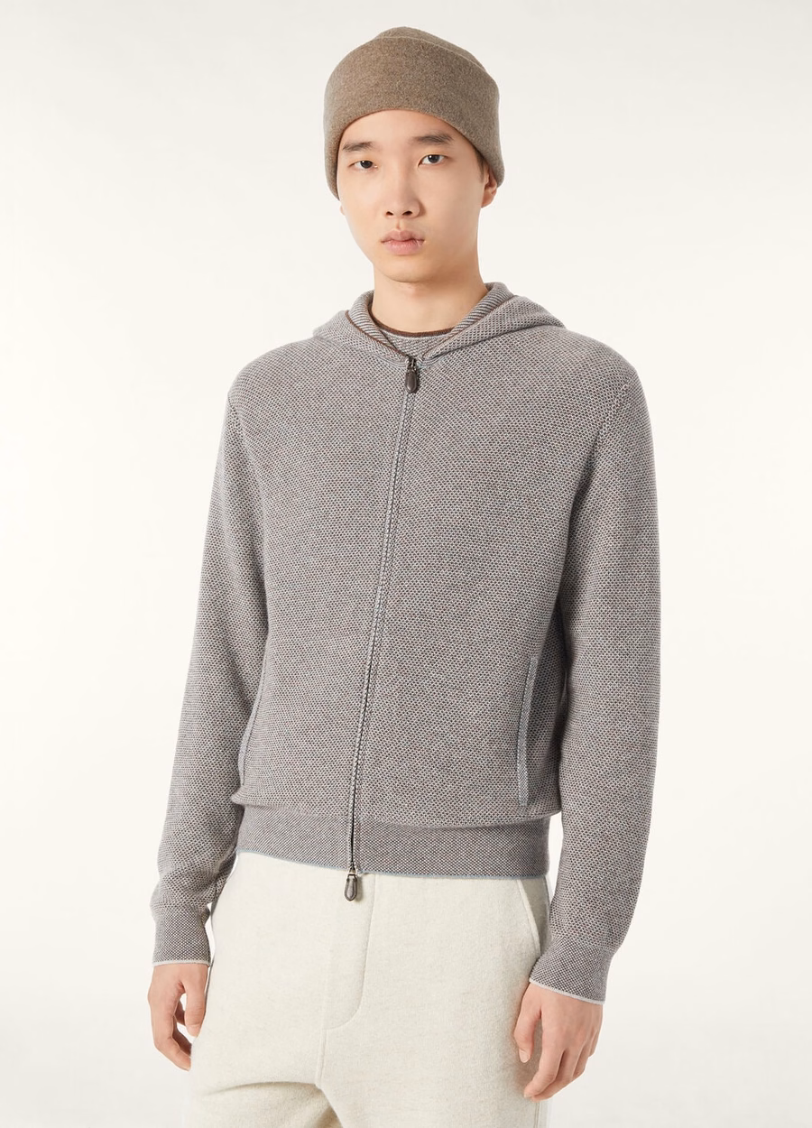 Varallo Hooded Bomber Baby Cashmere Waves On The Cliff