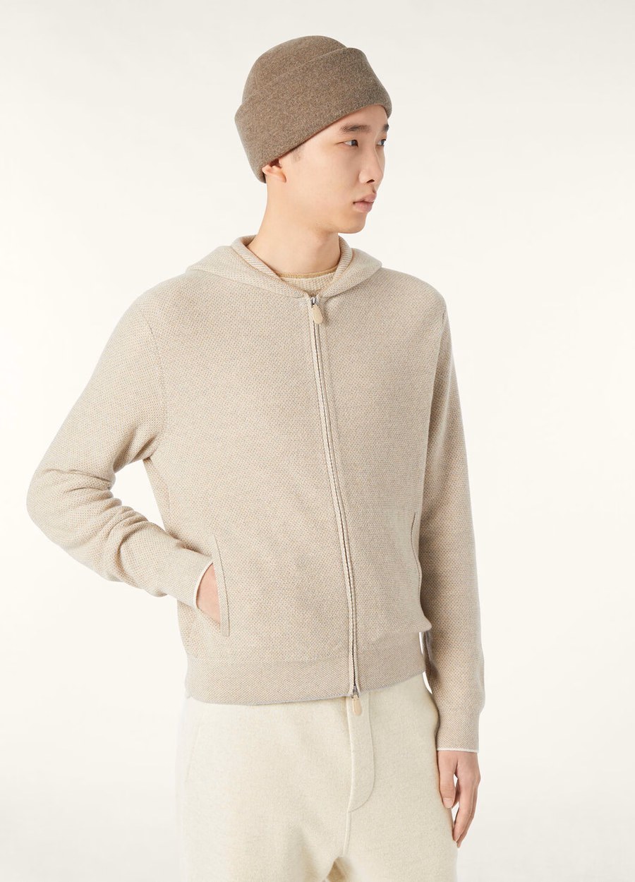 Varallo Baby Cashmere Hooded Bomber Jacket Magnolia Petale