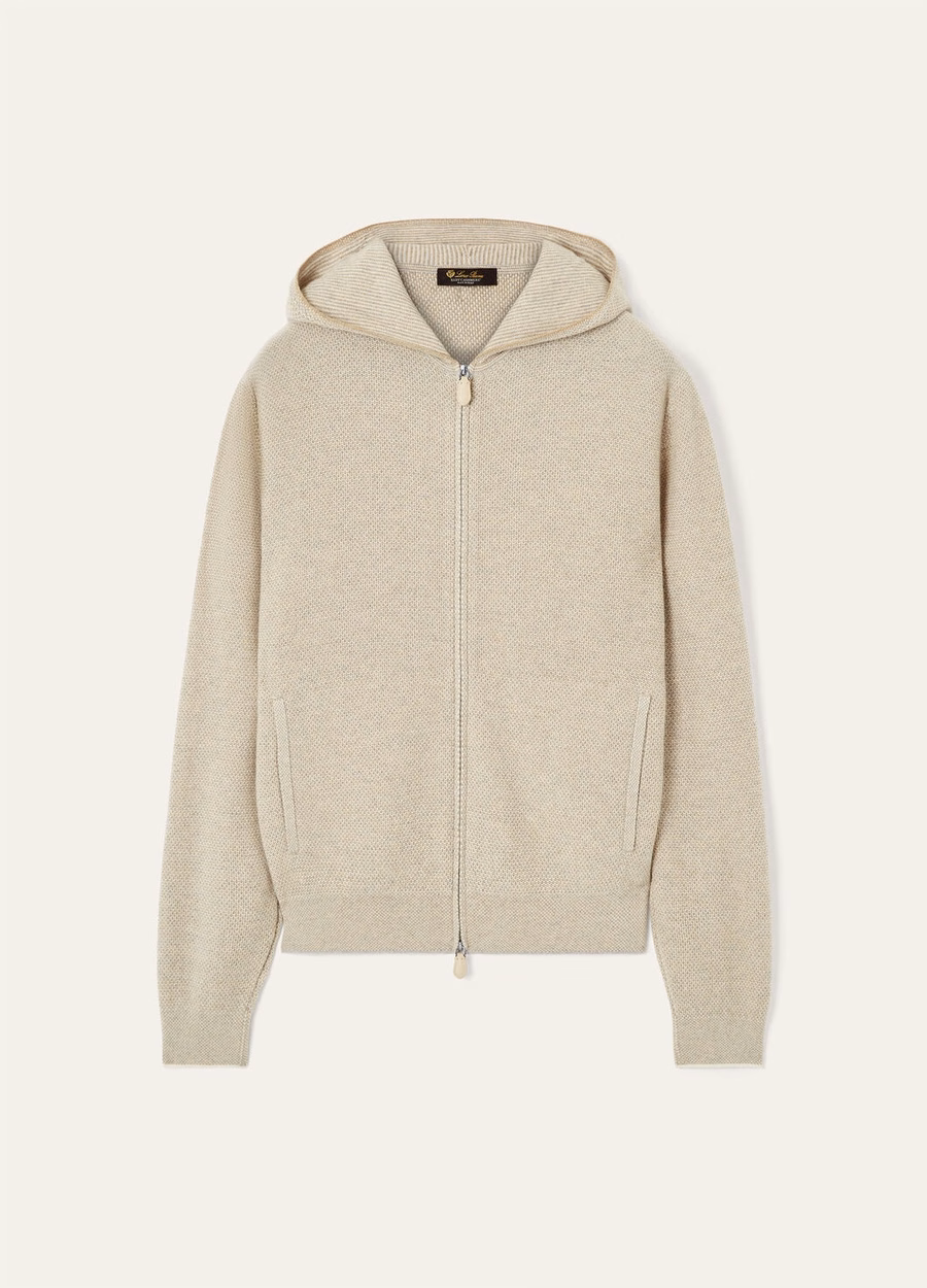 Varallo Baby Cashmere Hooded Bomber Jacket Magnolia Petale