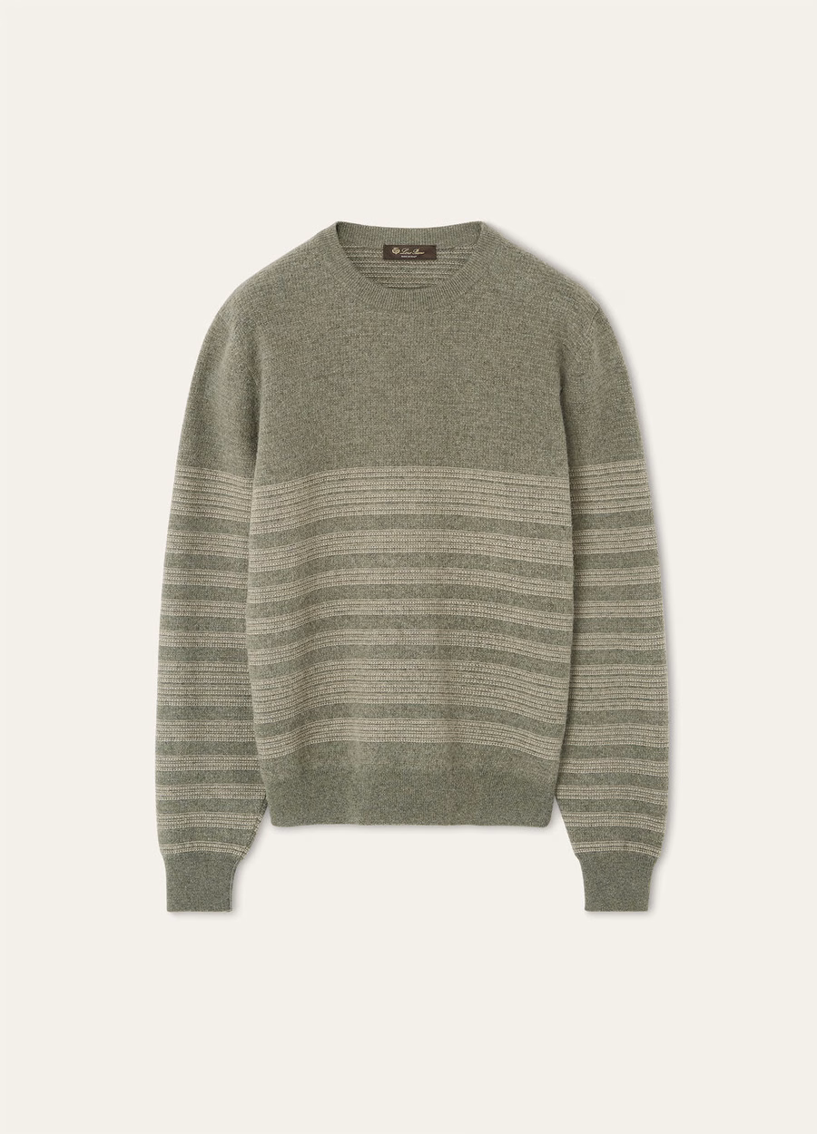 Oggebbio Crewneck Katoen Scheerwol Salie Thee