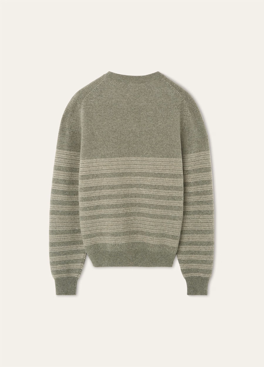 Oggebbio Crewneck Katoen Scheerwol Salie Thee
