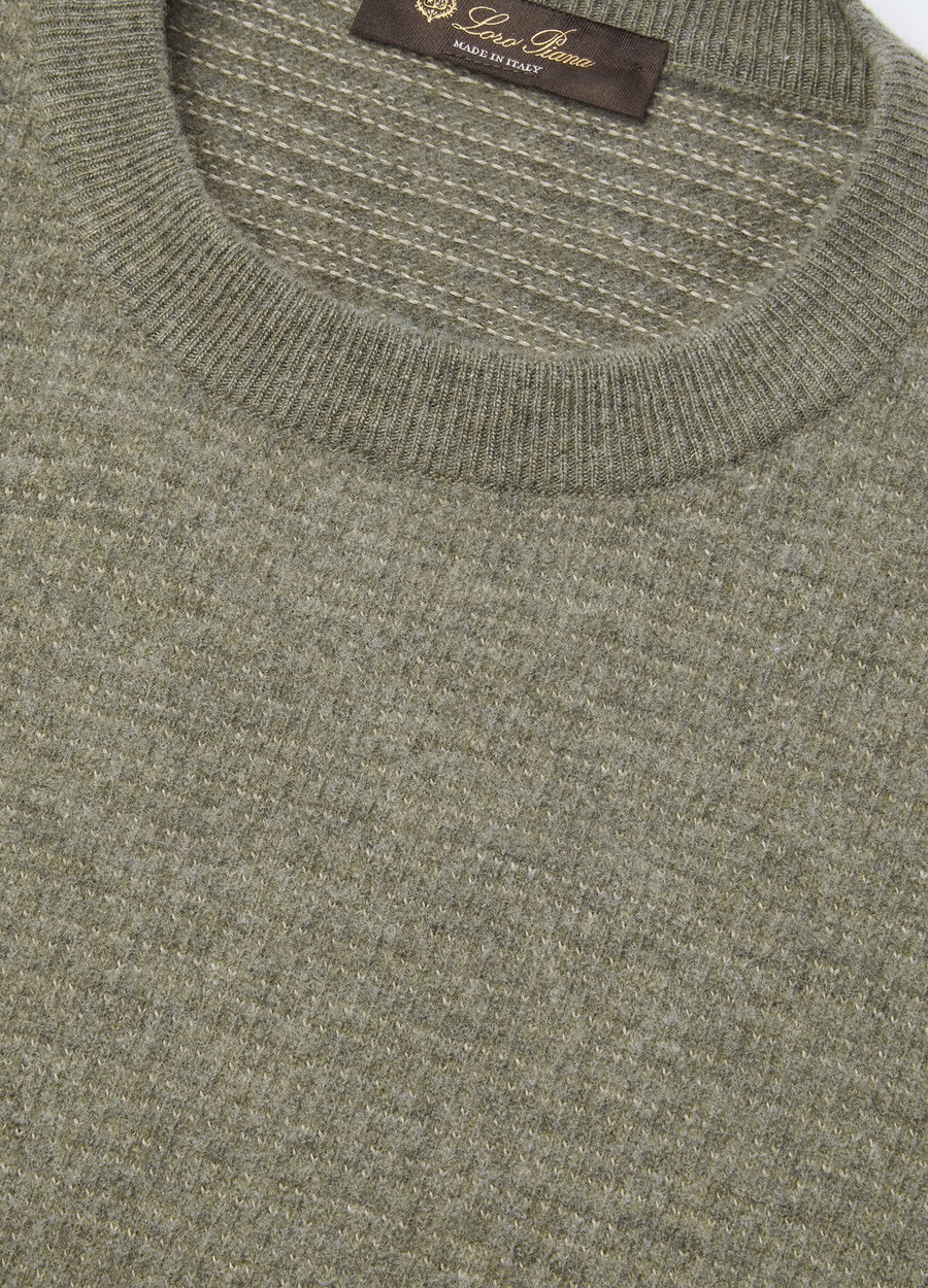 Oggebbio Crewneck Katoen Scheerwol Salie Thee