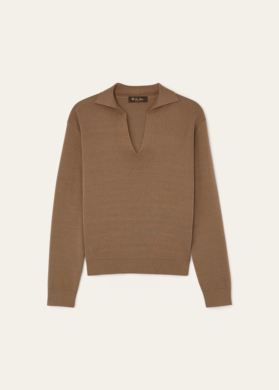 Poloshirt Siena Katoen Zijde Gerookt Hout