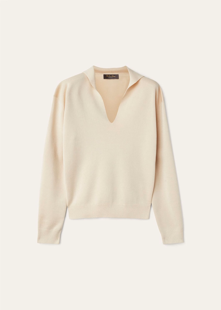 Siena polo shirt van katoen, zijde en rijstmelk.