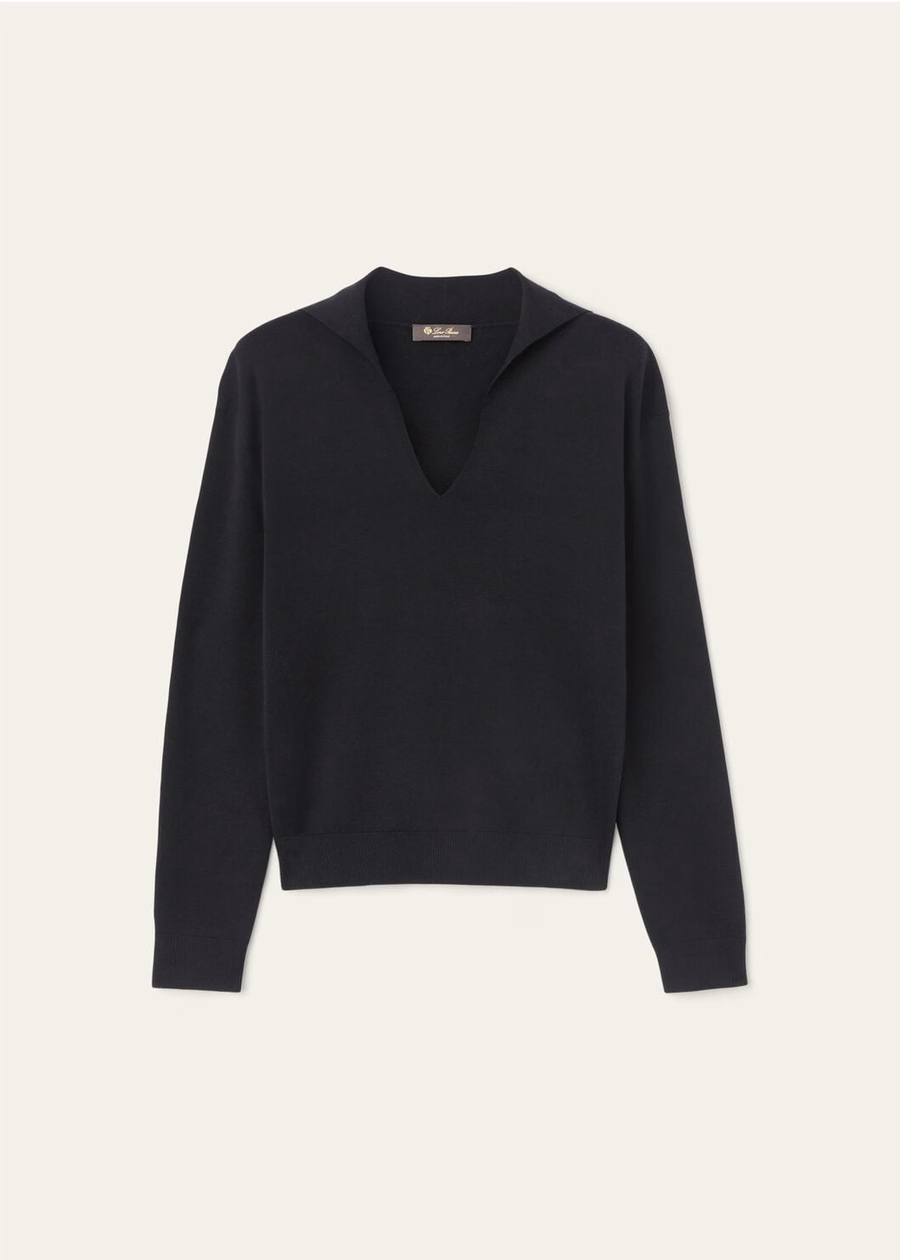 Siena katoen-zijden poloshirt zwart