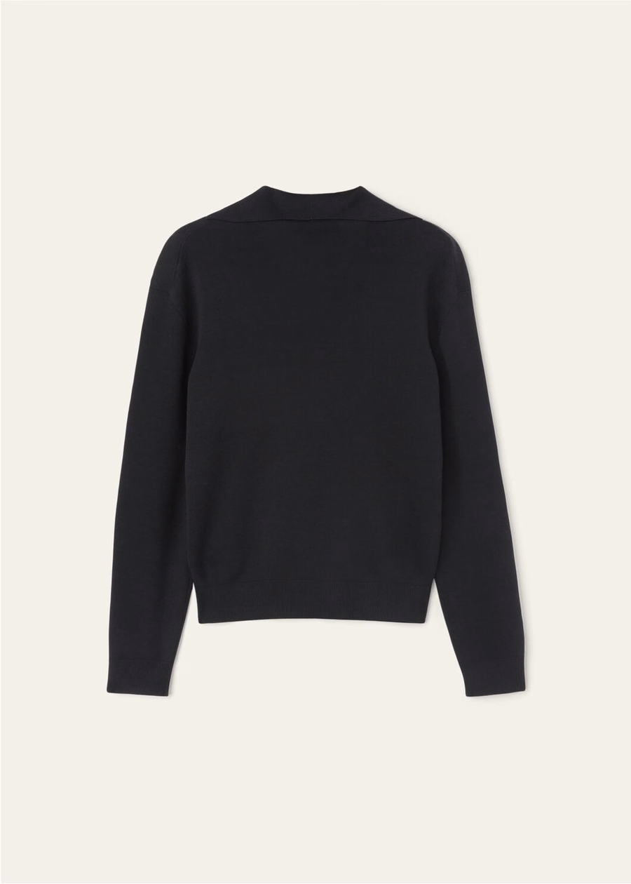 Siena katoen-zijden poloshirt zwart