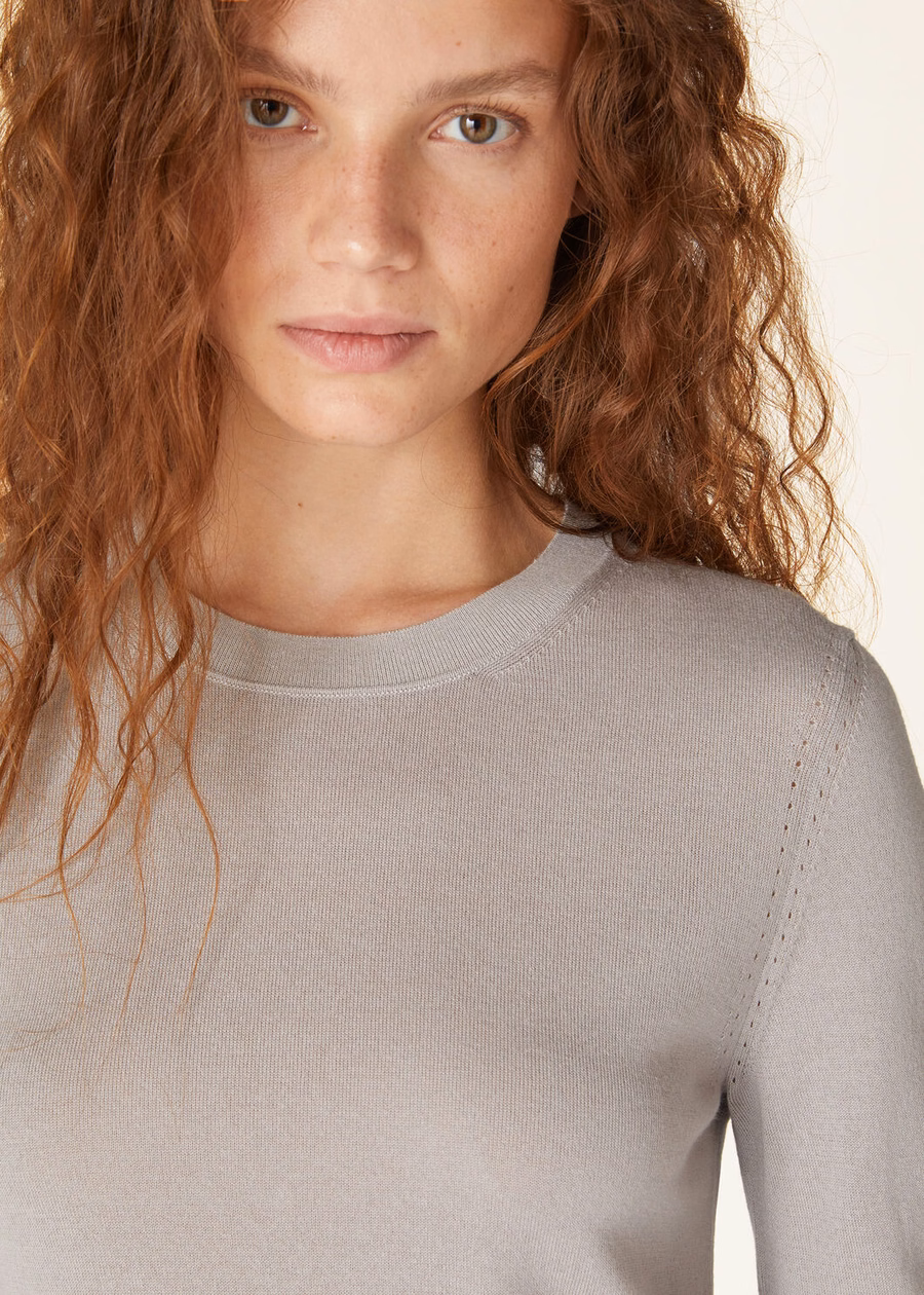 Neo Piuma Crewneck Cashmere Azure Grey/Denim Blue
