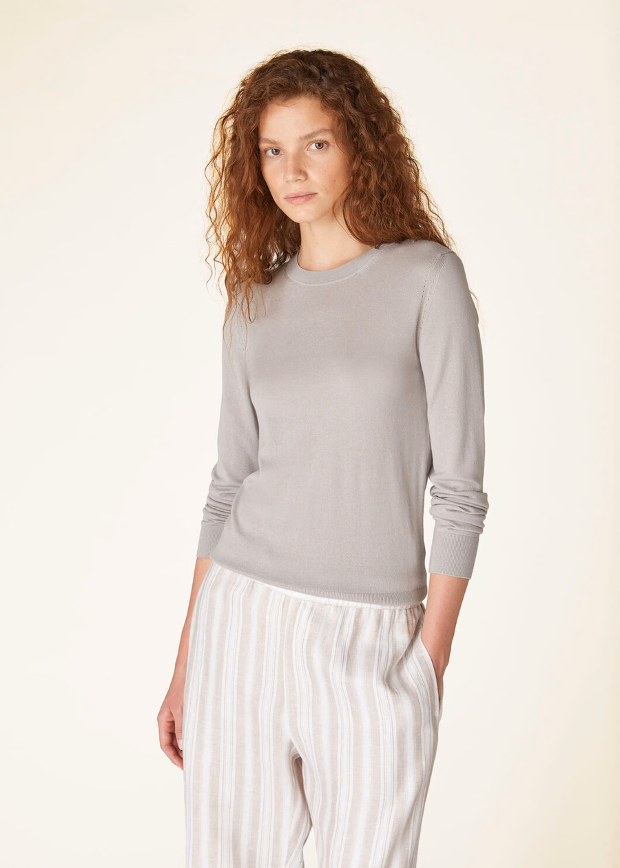 Neo Piuma Crewneck Cashmere Azure Grey/Denim Blue