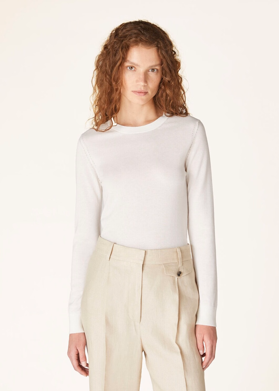Neo Piuma Crewneck Kasjmier Wit