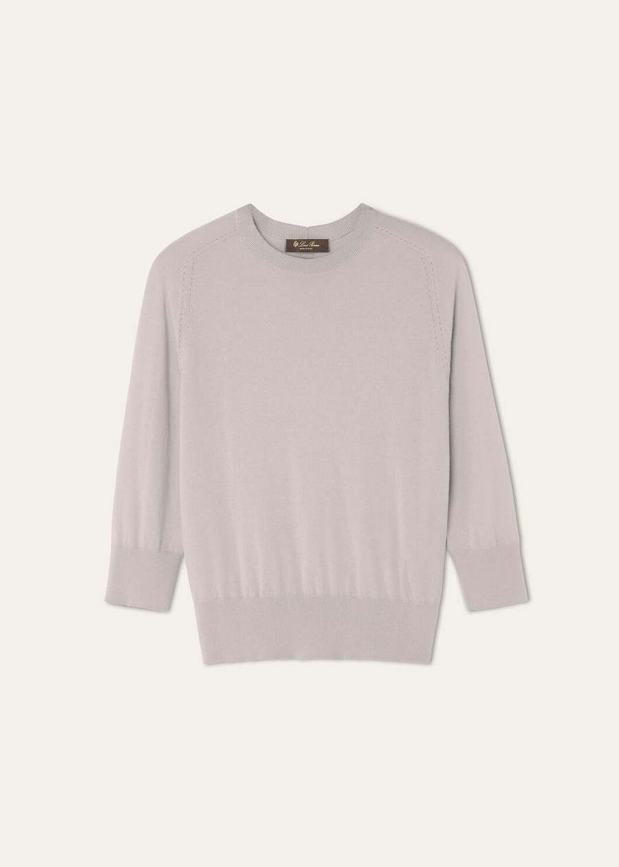 Piuma Crewneck Cashmere Azure Grey/Denim Blue