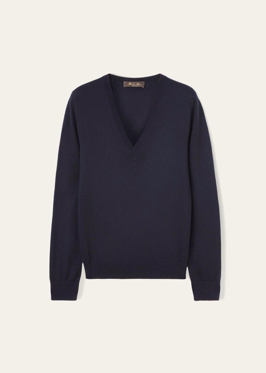 Nieuwe Piuma V-Deck Cashmere Marineblauw