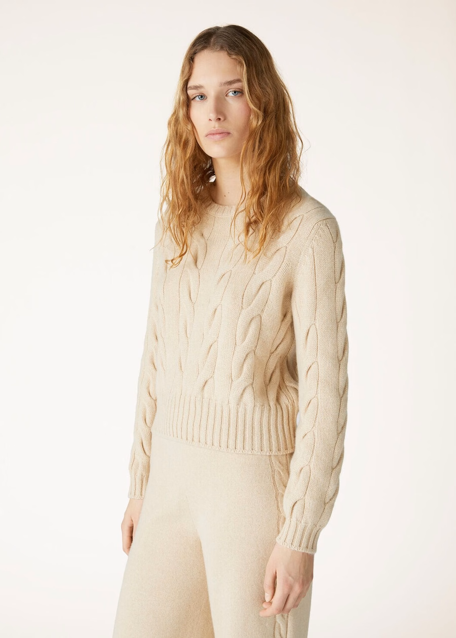 Napier Crewneck Baby Cashmere Coarsehair® Cream Cashmere Melange