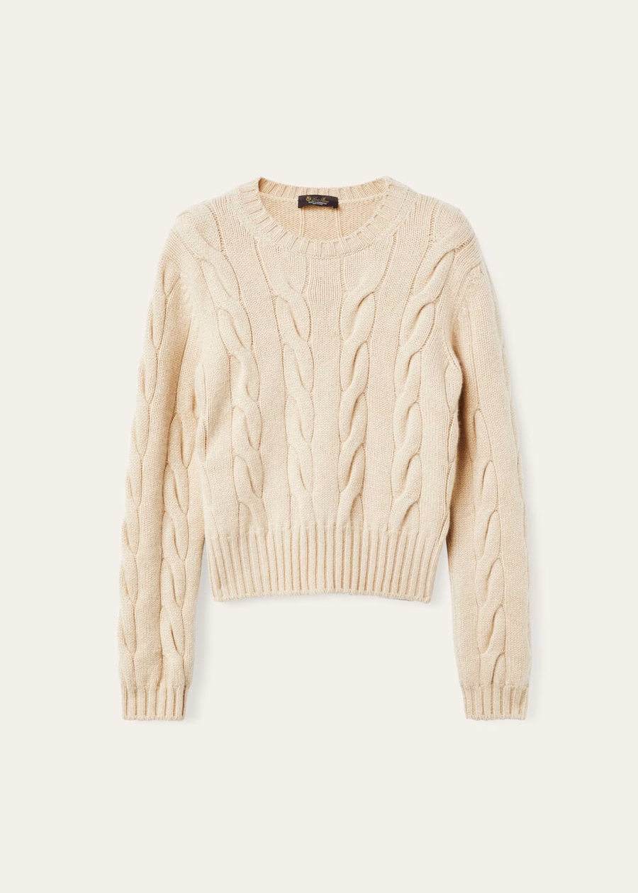 Napier Crewneck Baby Cashmere Coarsehair® Cream Cashmere Melange
