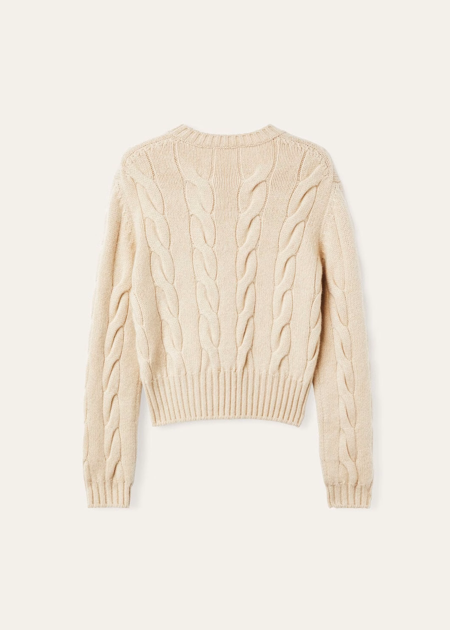 Napier Crewneck Baby Cashmere Coarsehair® Cream Cashmere Melange